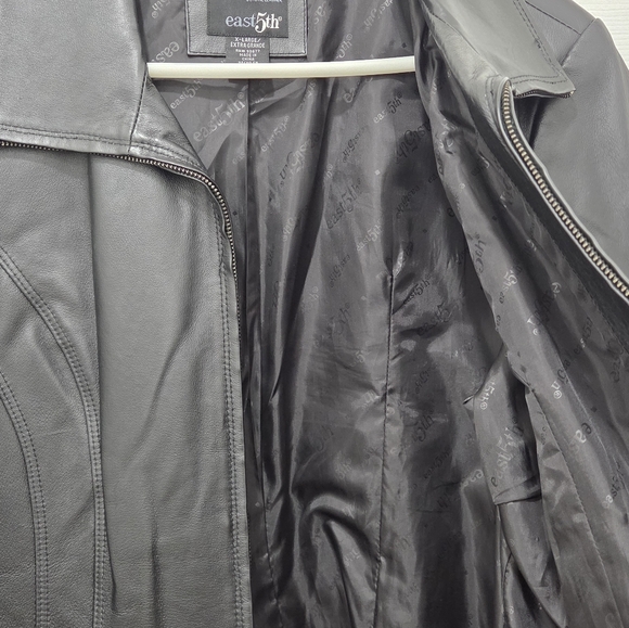 East 5th Women’s Black Genuine Leather Jacket Zip Front Lined Sz XL - Picture 12 of 15